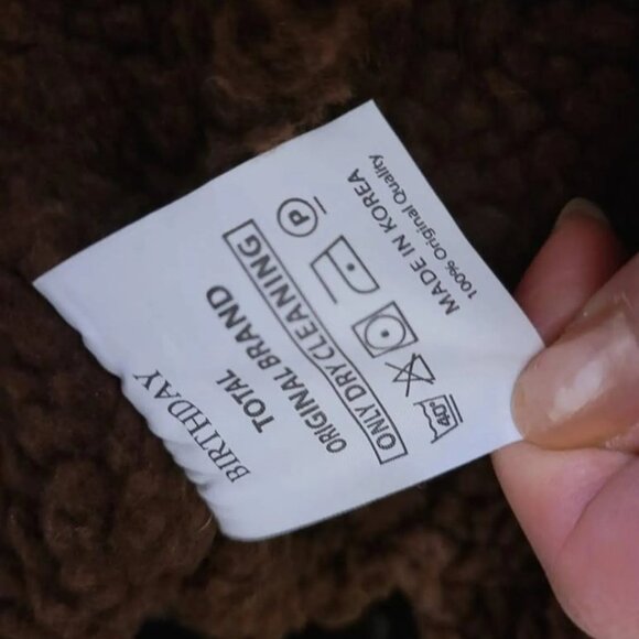 Cropped Leather Brown Sherpa Fleece Winter Jacket - Picture 4 of 6